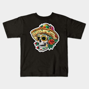 Skull wear tacos sumbrero hat - cinco de mayo Kids T-Shirt